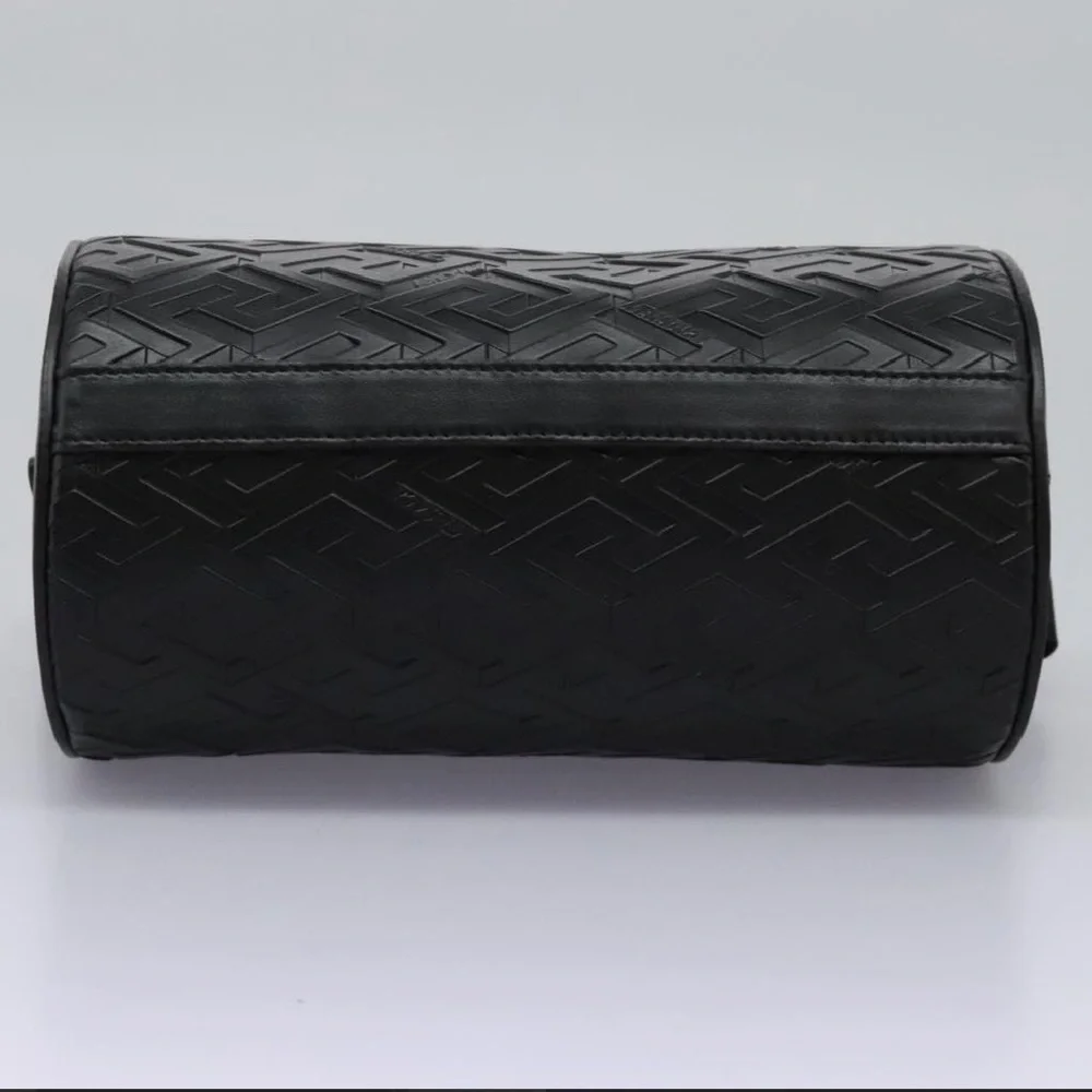 VERSACE 2-1 Shoulder Bag Leather Black Silver & attached cardholder unisex